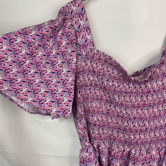 Simply Souther cropped/smocked peasant style blouse in pink and purple! Size XL - Picture 5 of 5